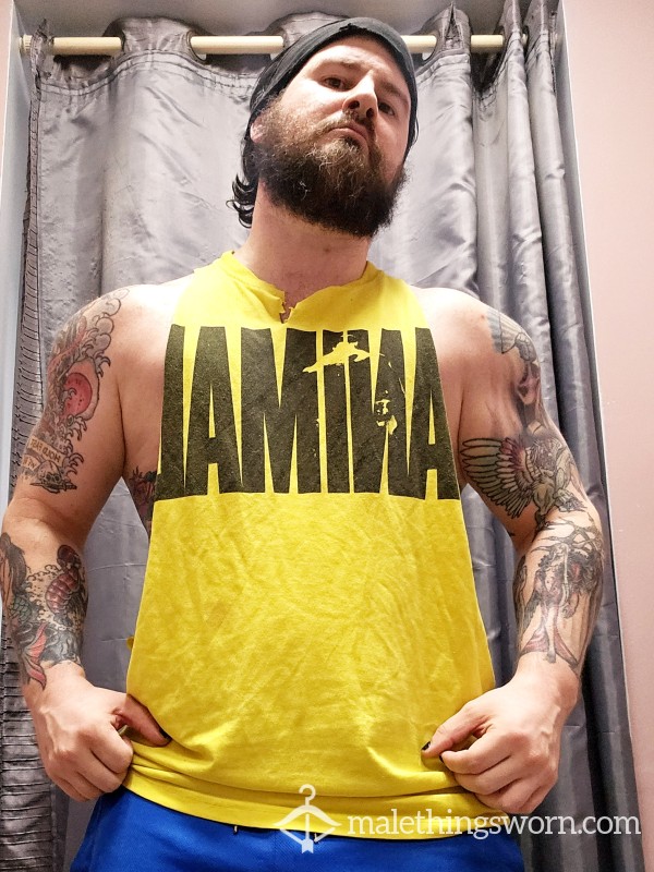 Yellow Sleeveless Shirt Worn By Sweaty Bear